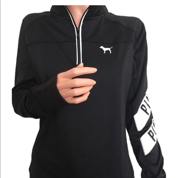 VICTORIA SECRET PINK Ultimate half zip pullover NWT small in black - Picture 2 of 11